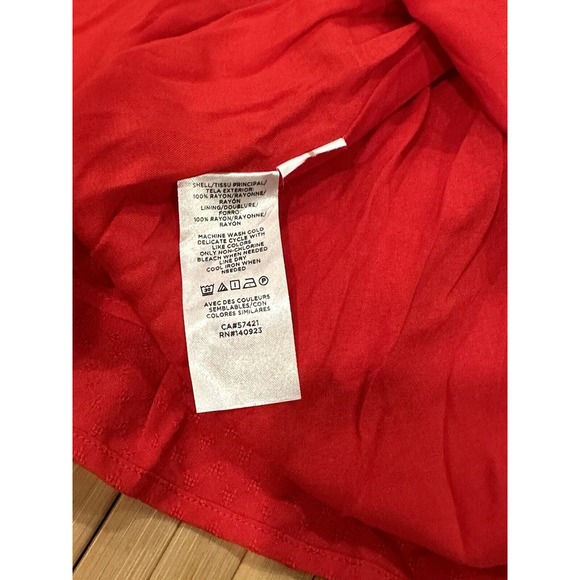 Loft Women Oversized Sz M Red Maxi Dress Tiered Textured Long Sleeve V Neck - Picture 7 of 8